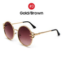 VIVIBEE, gafas de sol redondas Retro con garra de calavera para mujer, Fishion 2022, producto de tendencia, gafas de sol góticas, gafas de sol con marco de Metal dorado