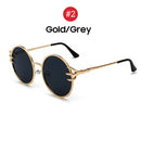 VIVIBEE, gafas de sol redondas Retro con garra de calavera para mujer, Fishion 2022, producto de tendencia, gafas de sol góticas, gafas de sol con marco de Metal dorado