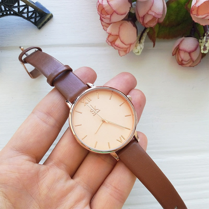 Shengke Women Watches Luxury Brand Wristwatch Leather Women Watch Fashion Ladies Geneva Quartz Clock Relogio Feminino New SK