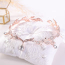 Rose Gold Color Crystal Crown Bridal Hair Accessory Wedding Rhinestone Teardrop Leaf Tiara Headband Frontlet Bride Hair Jewelry