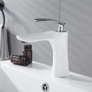 Grifos de lavabo, grifo de baño blanco con oro, grifo mezclador de agua fría y caliente, grifo mezclador de lavabo de latón con acabado cromado, grifos de agua para lavabo B581