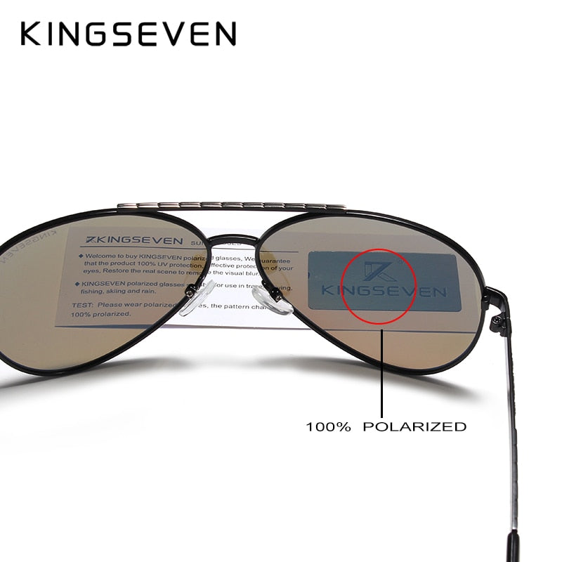 KINGSEVEN Design Men's Glasses Pilot HD Polarized Sunglasses For Men/Women Driving Sun Glasses With Emboss Logo Oculos De Sol