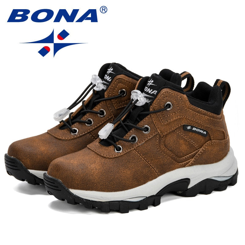 BONA Boys Girls Fashion Sneakers Children School Sport Trainers Synthetic Leather Kid Casual Skate Stylish Designer Shoes Comfy