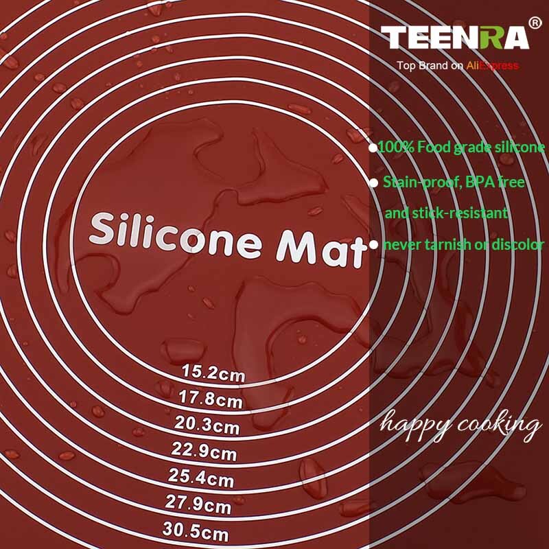 Tapete de silicona TEENRA para repostería, tapete antiadherente de gran tamaño para hornear, tapete de silicona para masa rodante, lámina para hornear, revestimiento para horno, utensilios para hornear