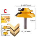 Broca de enrutador de inglete de bloqueo de 45 grados 6,35mm/8mm/12,7mm fresa de espiga de madera de vástago para herramientas de carpintería de carpintero de madera contrachapada MDF