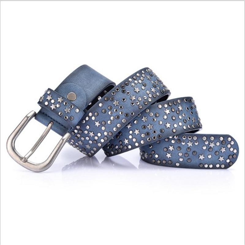 SupSindy woman belts Star geometric rivet pin buckle PU belt for women European fashion top quality faux leather strap for jeans