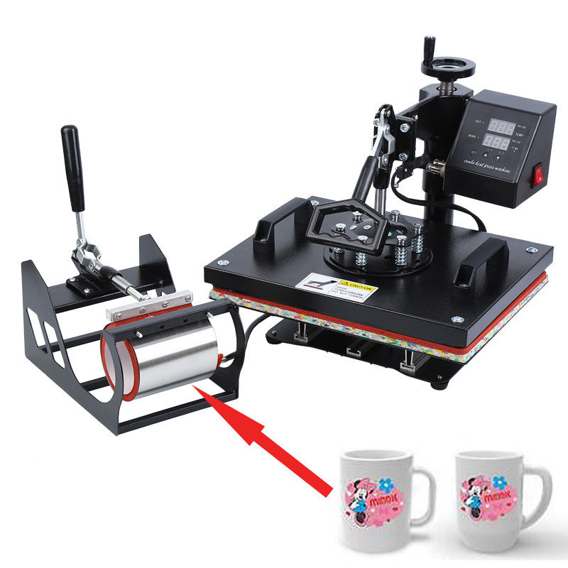 Yonntech 5 in 1 Digital Heat Press Machine Transfer Sublimation Combo DIY Heat Press Swing Away for T-shirt Caps Mugs Plates