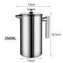 Kaffeemaschine French Press Edelstahl-Espresso-Kaffeemaschine Hochwertige doppelwandige isolierte Kaffee-Teekocher-Kanne 1000 ml