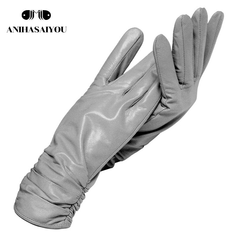 2019 fashion new products winter leather gloves short leather gloves women Wrist tightening design winter leather gloves women