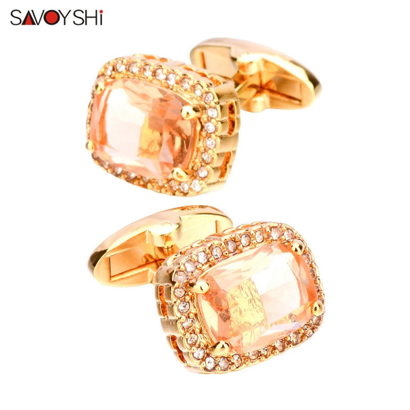 SAVOYSHI Luxury Wedding Shirt Cufflinks for Mens Gift Crystals Cuff links Brand High Quality Fashion Jewelry Free carving name