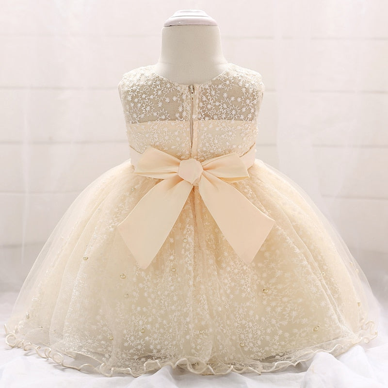 2022 Baby Girl Party Dresses Newborn Baby Baptism Dress For Girls Birthday Princess Clothes Beading Infant Wedding Dress