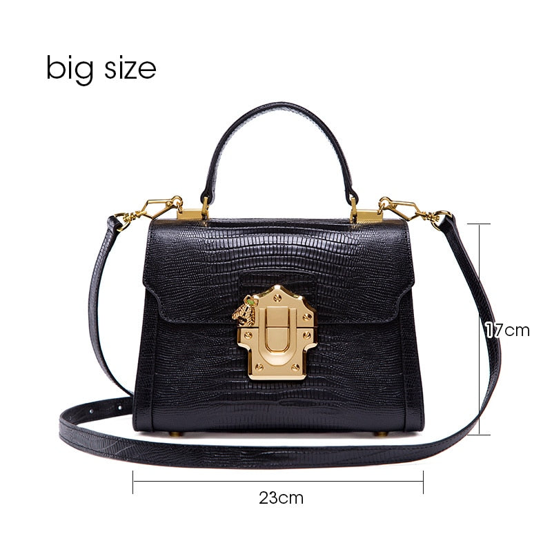 LA FESTIN Designer Serpentine Lock Handbag Split Leather 2021 New Fashion Women Shoulder Bag Luxury Famous Brand Bolsa Crossbody