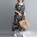 Vestido informal de algodón con estampado Floral de gran tamaño para mujer, vestido playero bohemio con flores de verano para mujer, vestidos largos holgados para mujer 2021