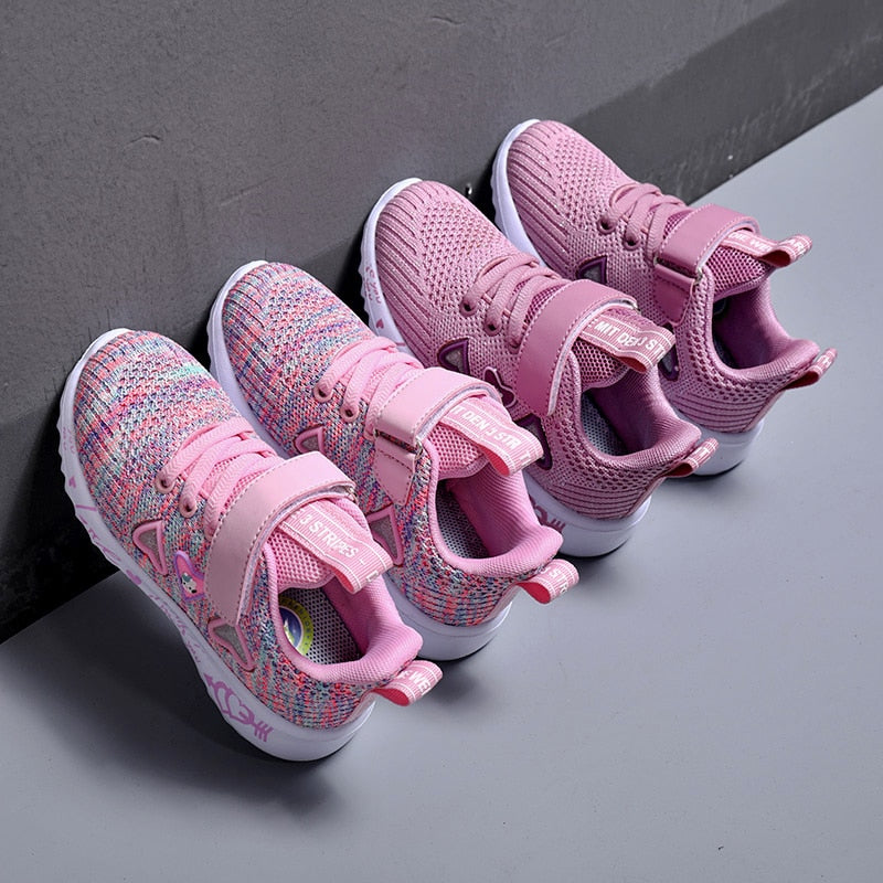 ULKNN Girls Sports Shoes spring New Children&#39;s Double Net Breathable Big Kids Students Pink Wild Children&#39;s Shoes Casual  26-37