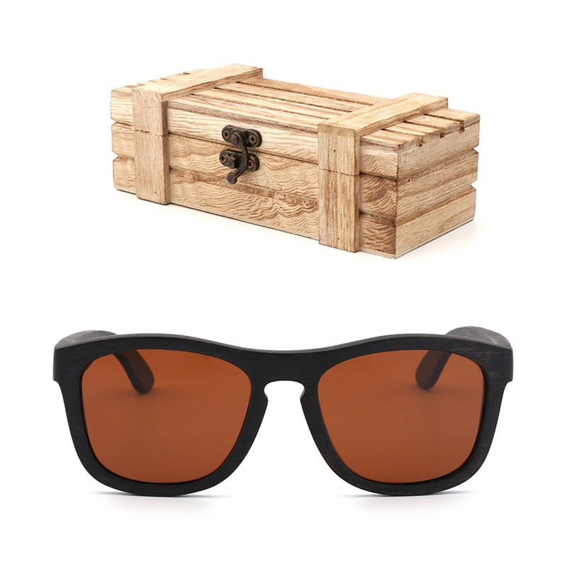 Retro-Männer polarisierte Frauen-Sonnenbrille Schwarzes Holz Kinderpaar-Sonnenbrille handgefertigt UV400 Mit Bambus-Holzkiste