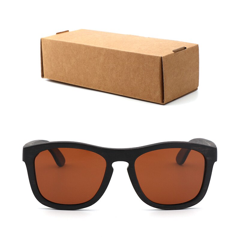 Retro-Männer polarisierte Frauen-Sonnenbrille Schwarzes Holz Kinderpaar-Sonnenbrille handgefertigt UV400 Mit Bambus-Holzkiste