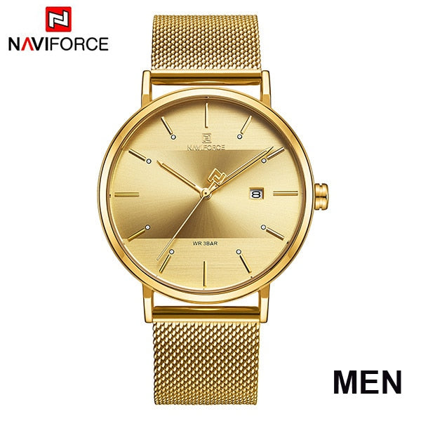 NAVIFORCE Couple Watch Luxury Quartz Mens Watch Women Simple Wristwatch Clock for Male Female Waterproof Lovers Gift Watch 2019