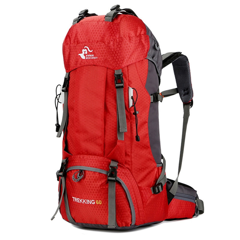 Free Knight 60L Camping Senderismo Mochilas Bolsa al aire libre Mochilas turísticas Bolsa de deporte de nylon para escalar Viajar con cubierta de lluvia