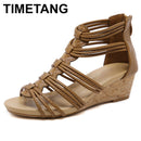 TIMETANG2021 New Arrival Women Shoes Comfort Rome Gladiator Casual Beach Sandals Woman Summer Zip Sandalias Large Size 35-42E388