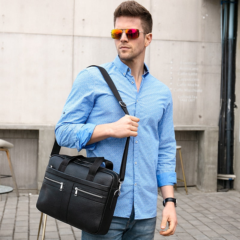 WESTAL Bag men&#39;s Genuine Leather briefcase Male man laptop bag natural Leather for men Messenger bags men&#39;s briefcases 2019