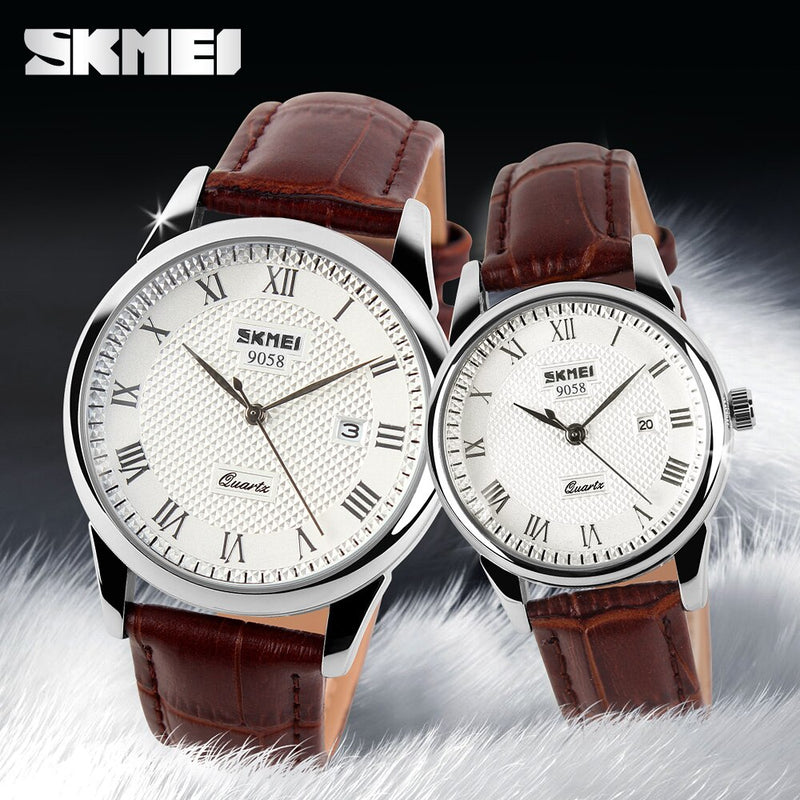 Relojes de marca SKMEI 2020 para hombre, reloj informal de moda de negocios de cuarzo, reloj de pulsera resistente al agua de 30m con fecha de acero para mujer y pareja