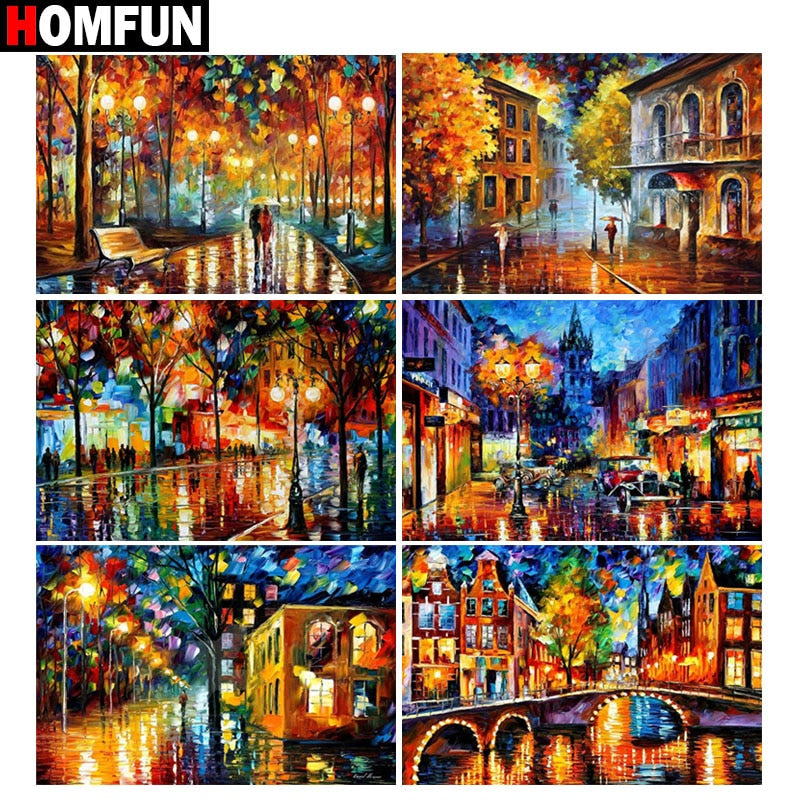 HOMFUN Full Square/Round Drill 5D DIY Diamond Painting "Oil painting landscape" 3D Embroidery Cross Stitch 5D Home Decor Gift