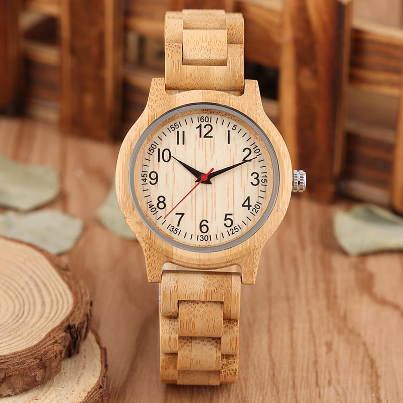 Women Wood Watch Natural All Bamboo Wood Clock Watches Top Brand Luxury Quartz Ladies Dress Watch Wooden Bangle as Best Gifts