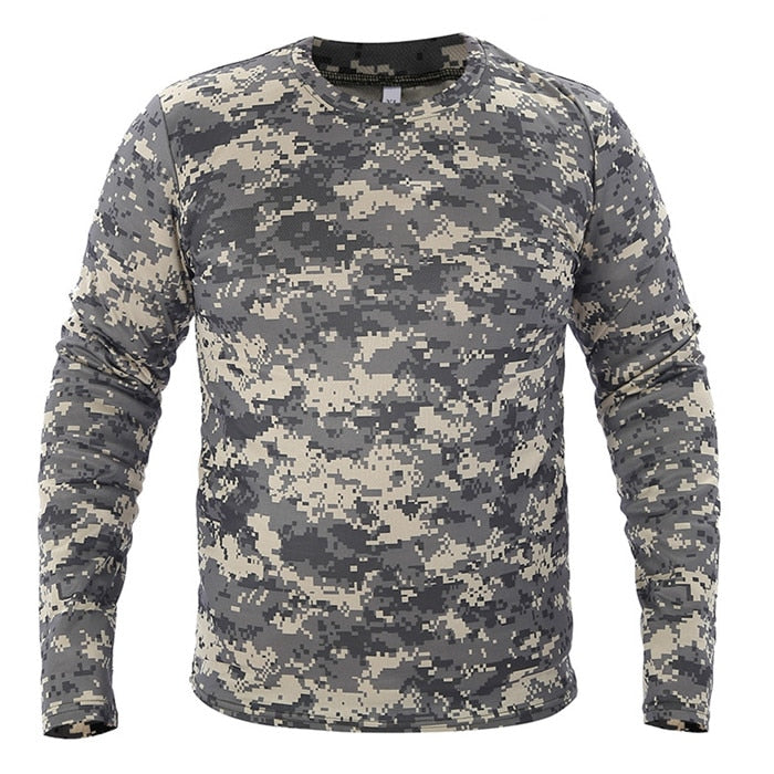 Mege Brand Clothing New Autumn Spring Men Long Sleeve Tactical Camouflage T-shirt camisa masculina Quick Dry Military Army shirt