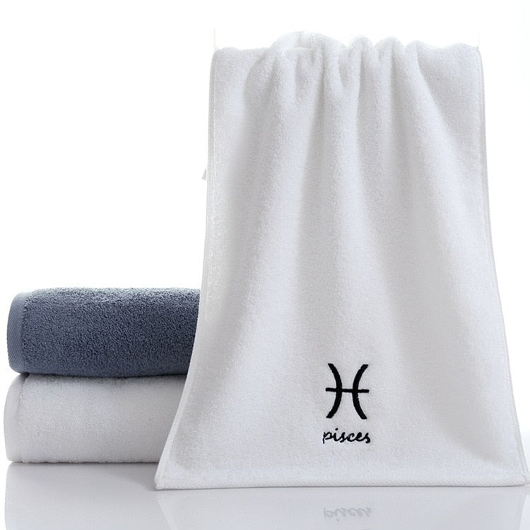 Thick Cotton Towel Set Face Bath Shower Towels Twelve Constellations Embroidery Large Bathroom Home for Adults toalha de banho