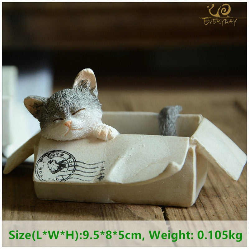 Colección diaria Pascua Kawaii gato decoración del hogar Accesorios figuritas de animales Maneki Neko escultura miniatura jardín de hadas