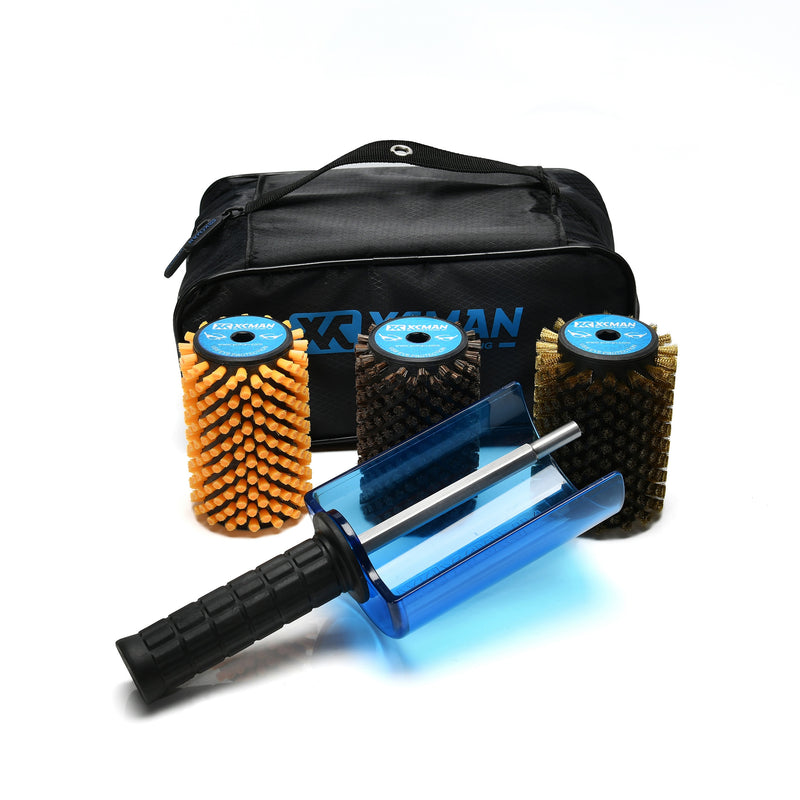 XCMAN Ski Roto Brush Kit Roto Brush Controller Mango con los 3 cepillos: nailon, crin de caballo, latón/corcho