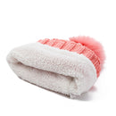 New Women Warm Thick Hat Fashion Winter Hats For Woman Add Fur Lined Knitted Cap Letter B Beanie Hat Girls Pompom Knitted Hat