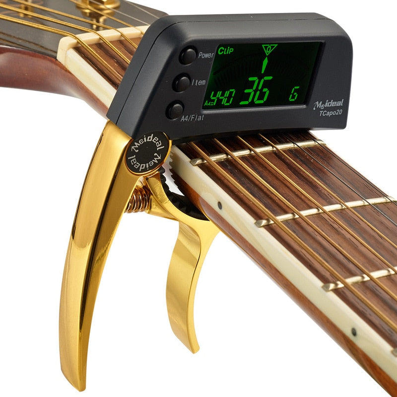 TCapo20 Acoustic Guitar Tuner Capo Guitar Capofret 2 in 1 Capo Tuner Metall für E-Gitarre Bass Chromatic Parts