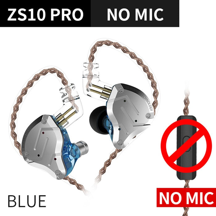 KZ ZS10 Pro Gold Auriculares 4BA + 1DD Hybrid 10 drivers HIFI Bass Auriculares In Ear Monitor Auriculares Cancelación de ruido Auriculares de metal