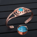 Vinterly Magnetic Copper Bracelet Blue Stone Oval Adjustable Open Cuff Bracelets Charm Copper Bracelets & Bangles for Women