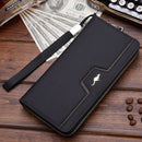 Cartera de cuero de alta calidad para hombre, monedero largo con cremallera, bolso de mano de gran capacidad para teléfono, correa para la muñeca, monedero, tarjetero para hombre