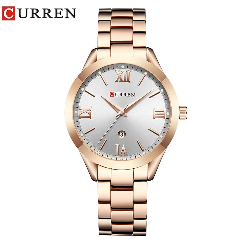 CURREN Brand Women Steel Watch Ladies Luxury Dress Fashion Quartz Wristwatch Classic Crystal Gold Bracelet Women Watch Clock