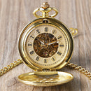 Top Luxury Smooth Roman Numerals Vintage Mechanical Pocket Watch Steampunk Hand Winding Men&