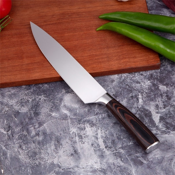 Mokithand Küchenmesser-Set Professionelle japanische Kochmesser 7CR17 High Carbon Edelstahl Fleisch Santoku Schälmesser