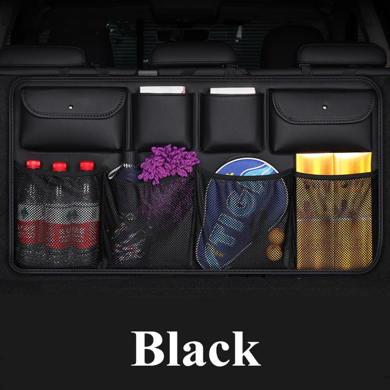 2023 New PU leather Car Rear Seat Back Storage Bag Multi-use Car Trunk Organizer Auto Stowing Tidying Auto Interior Accessories