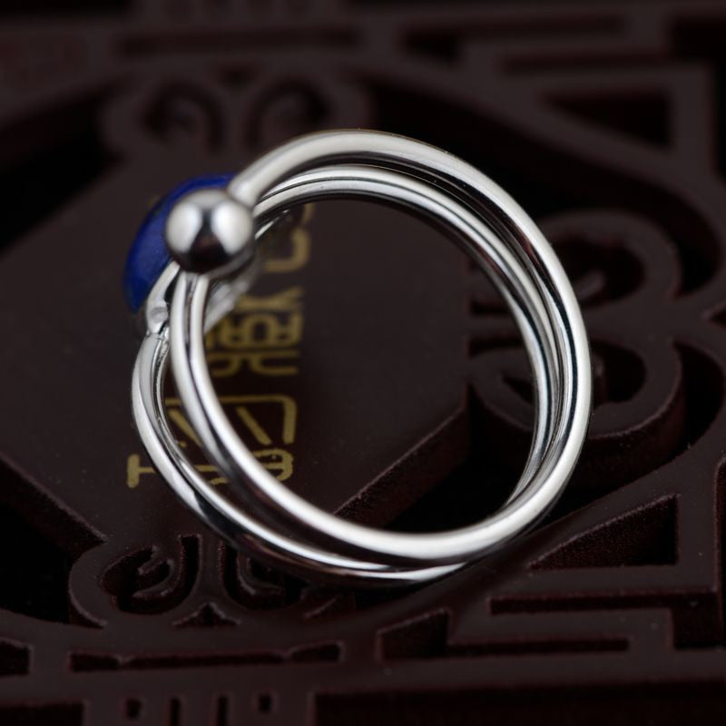 BALMORA 100% Real 925 Sterling Silver Resizable Rings for Women Lover Party Gifts Retro Lapis Lazuli Jewelry Bijoux TRS21251