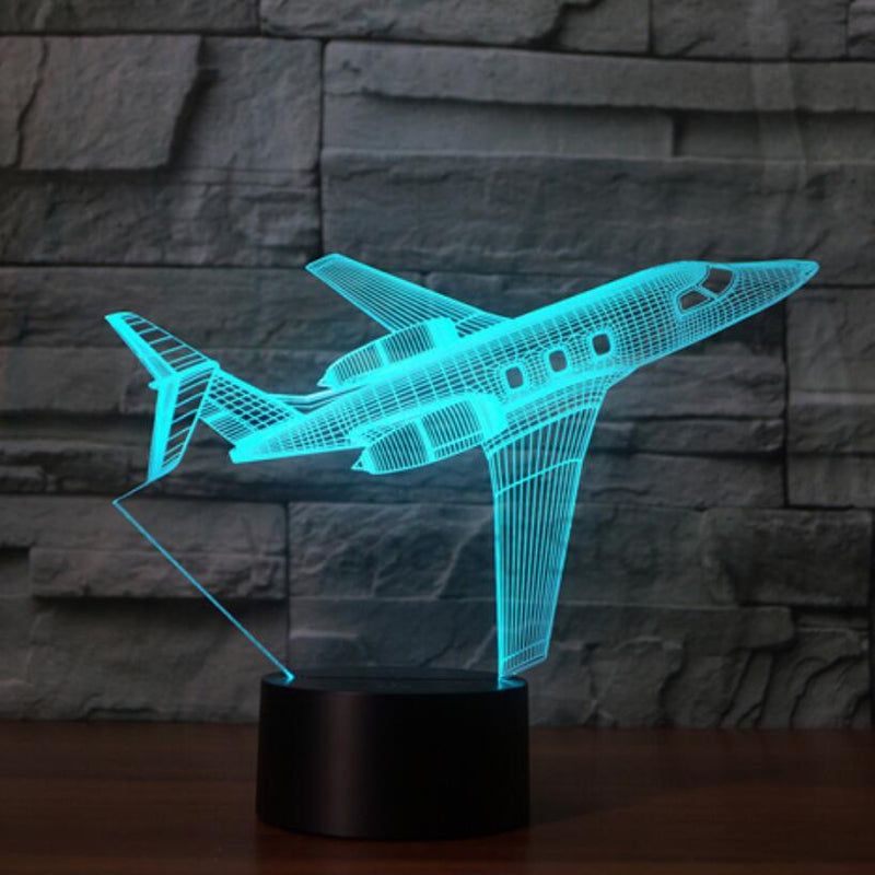 Touch Fernbedienung Flugzeug 3D Licht LED Tischlampe Optische Täuschung Birne Nachtlicht 7 Farben Ändernde Stimmungslampe USB Lampe