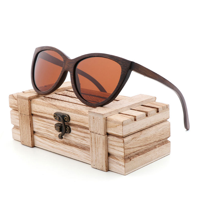 Gafas de sol 100% de bambú marrón puro para mujer, gafas de sol de moda 2018 para hombre, gafas de sol polarizadas para mujer, gafas de sol retro UV400