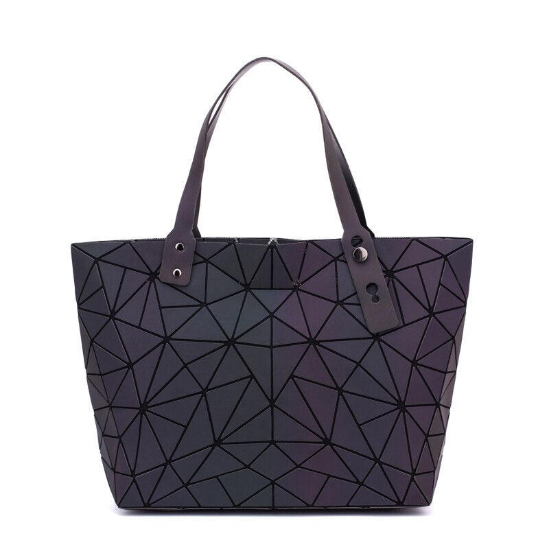 Nuevos bolsos de mensajero luminosos, bolso Bao para mujer, bolso de mano con diamantes, bolsos de hombro geométricos, bolso plegable liso con láser noctilucente, bolso de mano