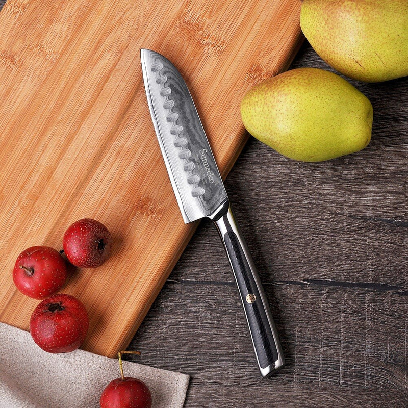 SUNNECKO Professional 5" Santoku Knife Japanese VG10 Core Damascus Steel Blade Kitchen  Knives G10 Handle Vegetable Meat Slicer