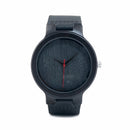 BOBO BIRD WC22 Ebony Wood Watch With Red Pointer Leather Band Japan Miyota 2035 Movement Quartz Watches For Men Women