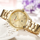 CURREN Brand Women Steel Watch Ladies Luxury Dress Fashion Quartz Wristwatch Classic Crystal Gold Bracelet Women Watch Clock
