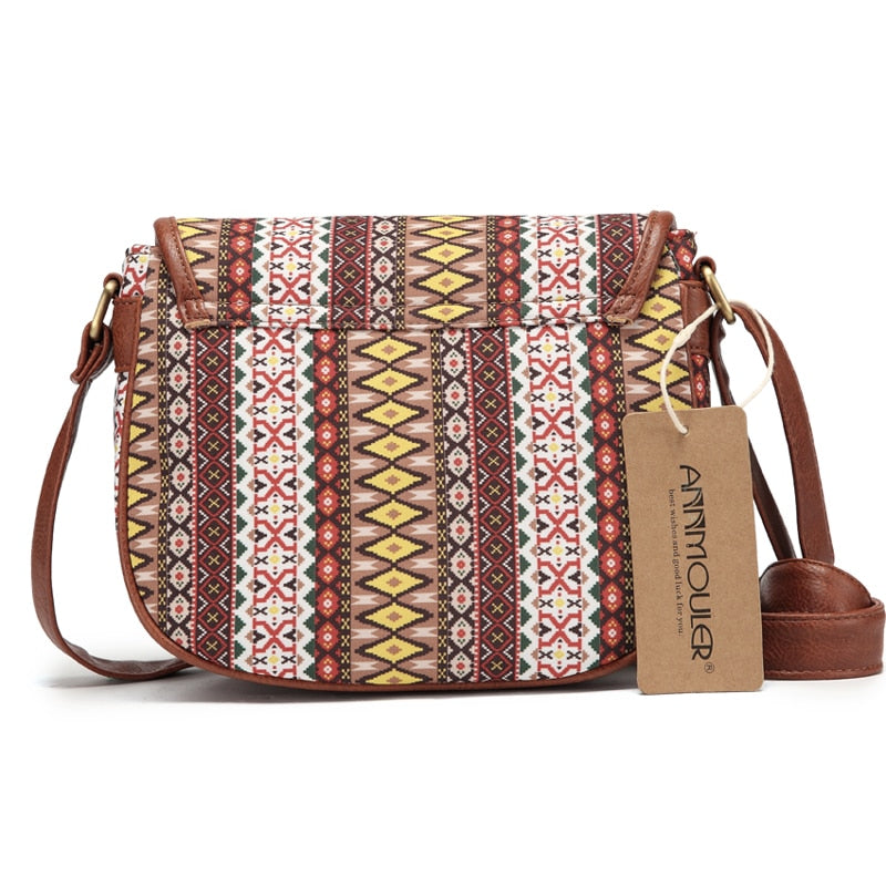 Annmouler Brand Design Damen Umhängetasche Vintage Aushöhlen Umhängetasche Pu-Leder Kleine Tasche Bohemian Style Messenger Bags