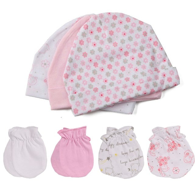 Neuer Babymädchenhut + Kinderhandschuhe neugeborene Fotografierequisiten Baumwollsäuglingskappen-Sommerzusätze, Babykleidung