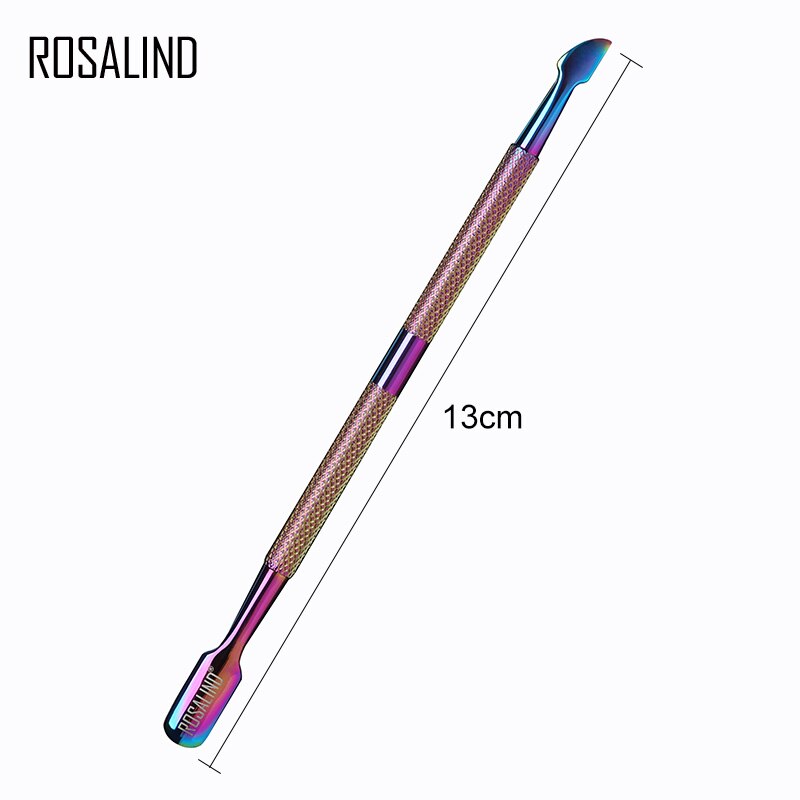 ROSALIND Cuticle Pusher 1PCS Rainbow Stainless Steel Cuticle Nail Art tools 2 Way Spoon Pusher Remover Tools Pedicure Manicure